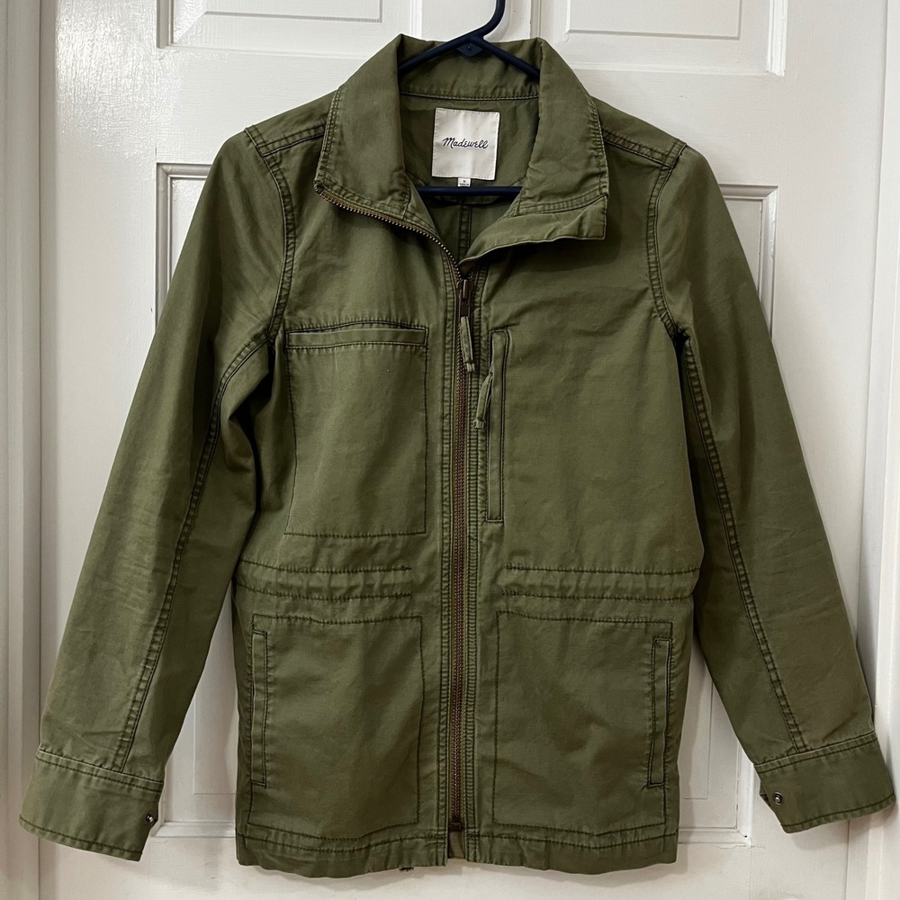 Madewell Jacket Womens Small Green Utility Cotton Military Field Coat Boho Barn